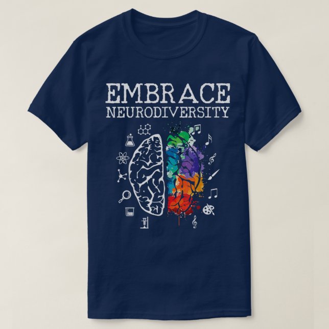 Camiseta Embarque a neurodiversidade cerebral Embarque ADHD (Frente do Design)
