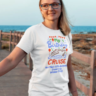 Camiseta Embarque de cruzeiro com monograma de aniversário