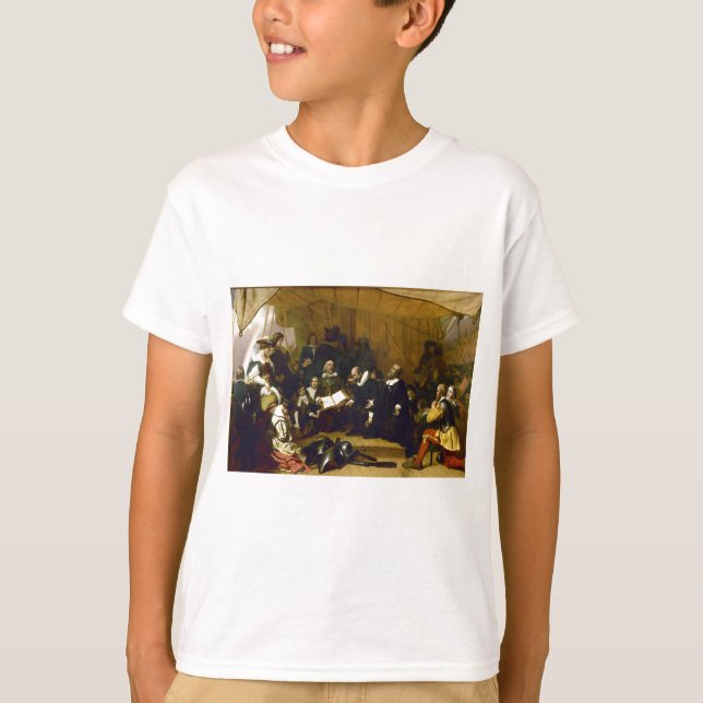 Camiseta Embarque dos peregrinos por Robert W. Weir (Frente)