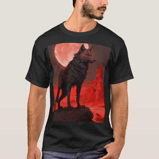 Camiseta Ember Wolf: Guardião do Deserto Negro (Frente)