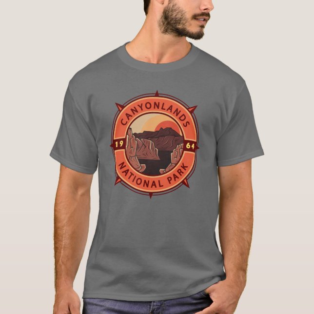 Camiseta Emblem Retro Compass do Parque Nacional de Canyonl (Frente)