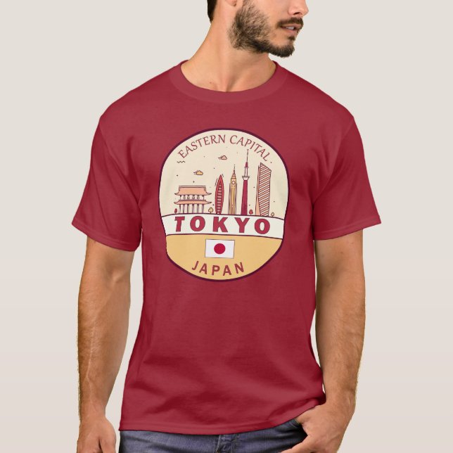 Camiseta Emblem Skyline Cidade do Japão em Tóquio (Frente)