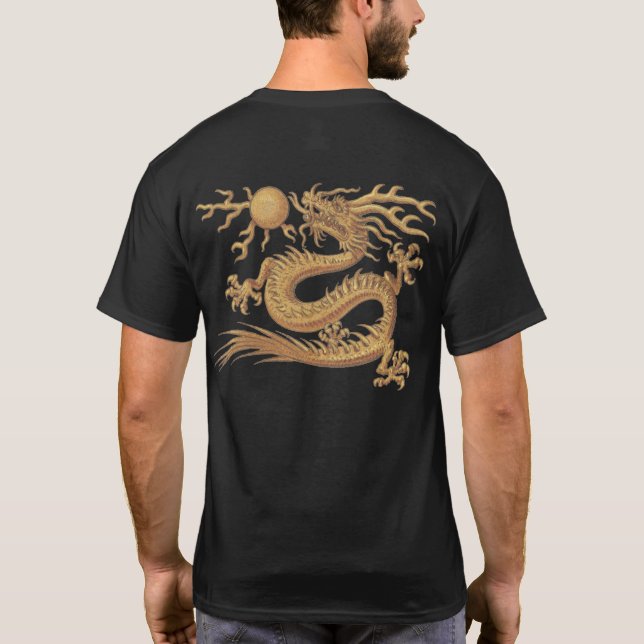 Camiseta Emblema chinês do dragão chinês (Verso)