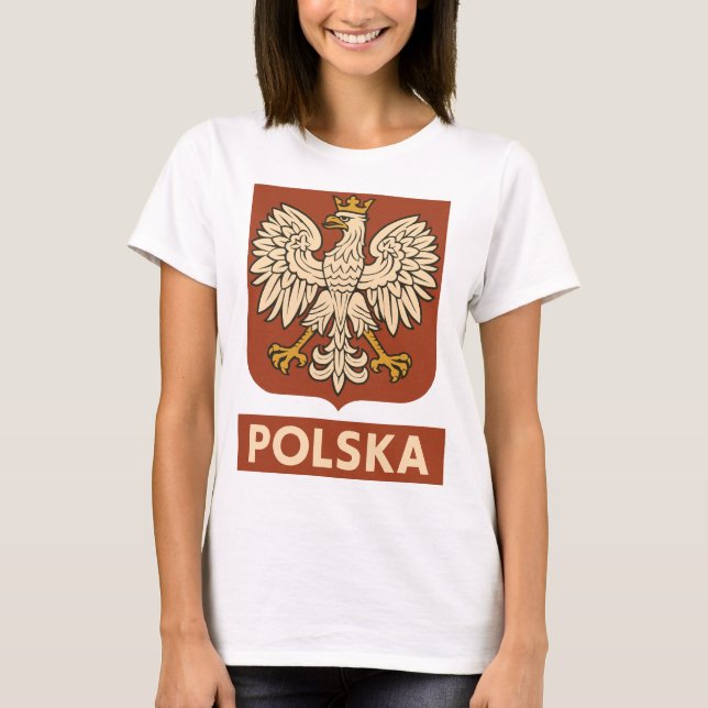 Camiseta Emblema da Águia Polonesa Polska (Frente)