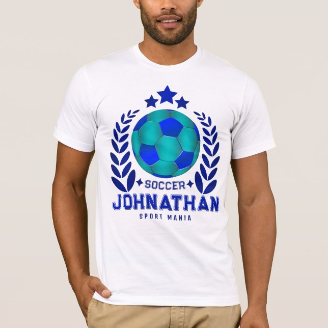 Camiseta Emblema da Equipe de Futebol Azul | Presentes Para (Frente)
