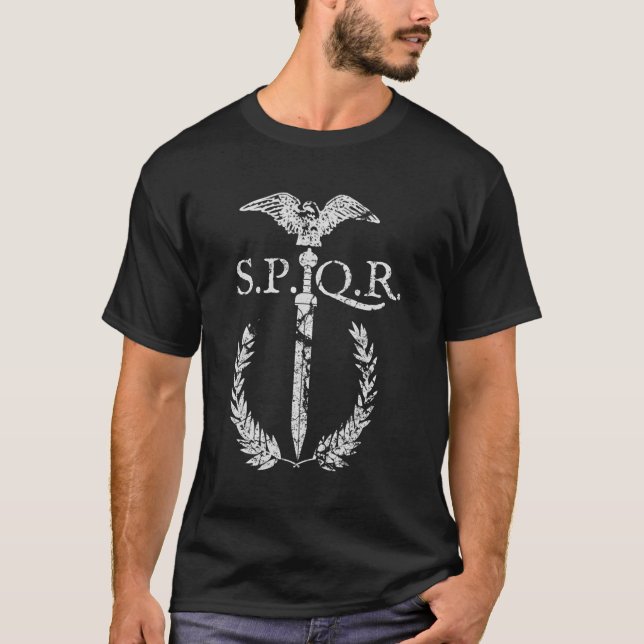 Camiseta Emblema Da Espada De Gladius Spqr Eagle Do Empir R (Frente)