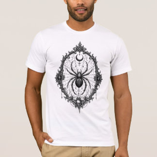 Camiseta Emblema de Aranha Gótica — Teia de Aranha Vintage
