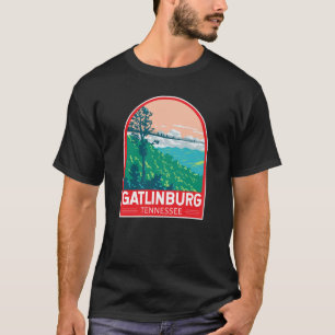 Camiseta Emblema de Arte de Viagem de Gatlinburg Tennessee