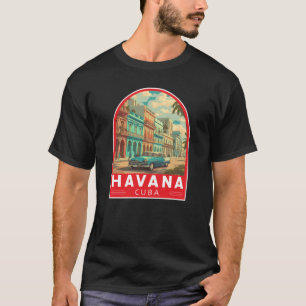Camiseta Emblema de Arte de Viagem de Havana Cuba