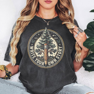 Camiseta Emblema de Árvore de Lápis Escreva Sua Própria His