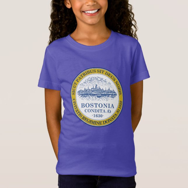 Camiseta Emblema de Boston, Massachusetts T-Shirt (Frente)