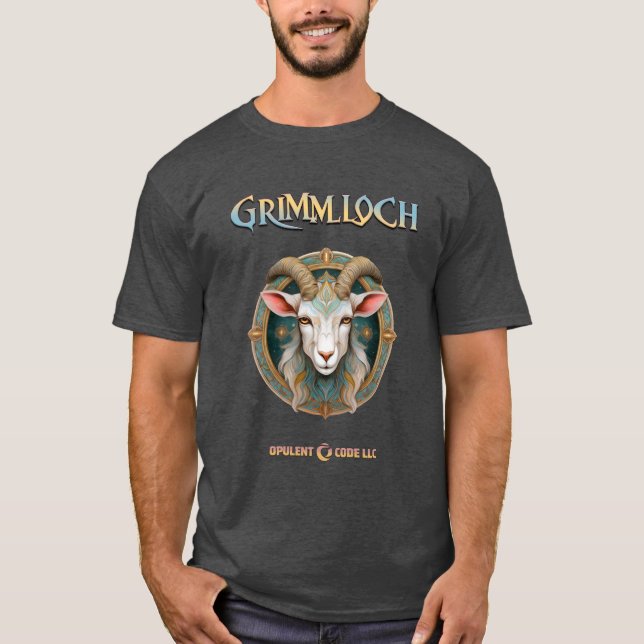 Camiseta Emblema de Cabra Grimmloch RPG de Fantasia (Frente)