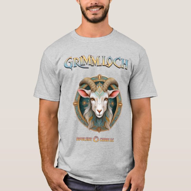 Camiseta Emblema de Cabra Grimmloch RPG de Fantasia (Frente)