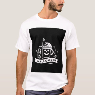 Camiseta Emblema de Caneca de Café de Crânio de Halloween M