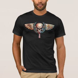 Camiseta Emblema de Caveira Alada de Honra