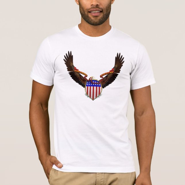 Camiseta Emblema de Eagle do americano do KRW patriótico (Frente)