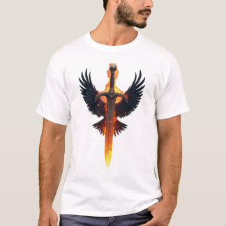 Camiseta Emblema de Espada Alada Flamejante