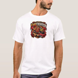 Camiseta Emblema de Insígnia de Bombeiro Design Vintage