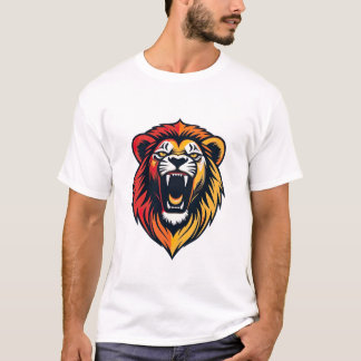 Camiseta Emblema de Leão Rugindo