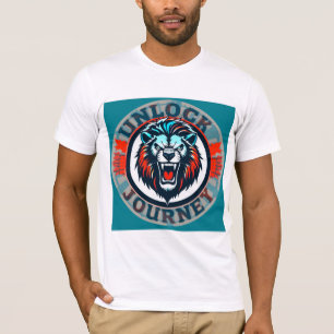 Camiseta Emblema de Leão Rugindo com Jornada de Desbloqueio