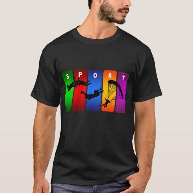 Camiseta Emblema de salto de pára-quedas multicolorido (Frente)