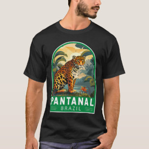 Camiseta Emblema de Viagem de Arte Pantanal do Brasil Jagua