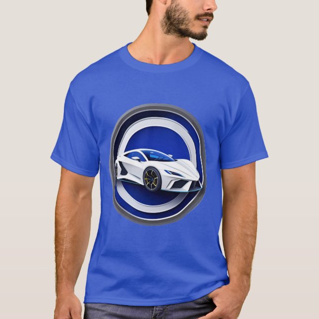 Camiseta Emblema do Carro Esportivo Branco Luxurioso (Frente)