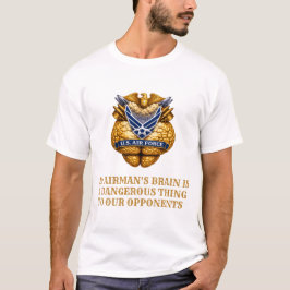 Camiseta Emblema do Cérebro Dourado da Força Aérea
