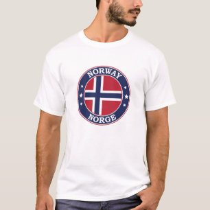 Camiseta Emblema do Círculo Redondo de Bandeira da Noruega