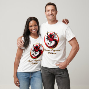 Camiseta Emblema do Dragão Negro Vermelho