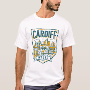 Camiseta Emblema do horizonte e do castelo de Cardiff, País