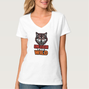 Camiseta Emblema do Lobo Vermelho Selvagem Liberado