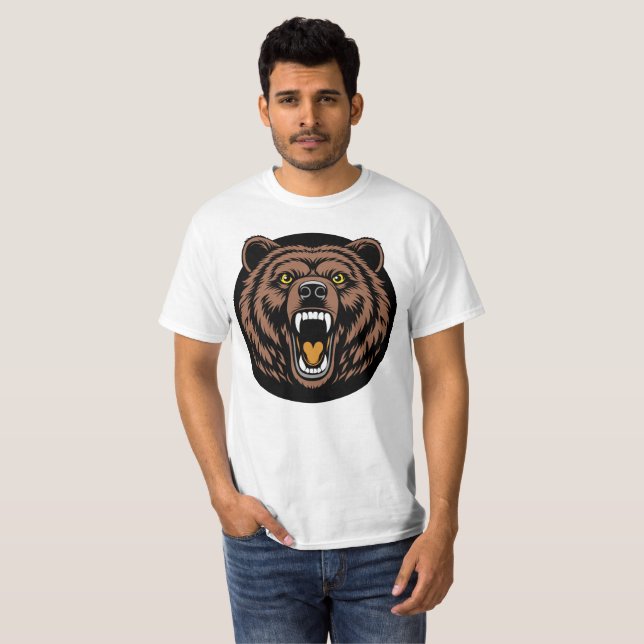 Camiseta Emblema do Poder do Urso Rugindo (Frente Completa)