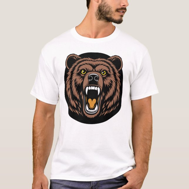 Camiseta Emblema do Poder do Urso Rugindo (Frente)