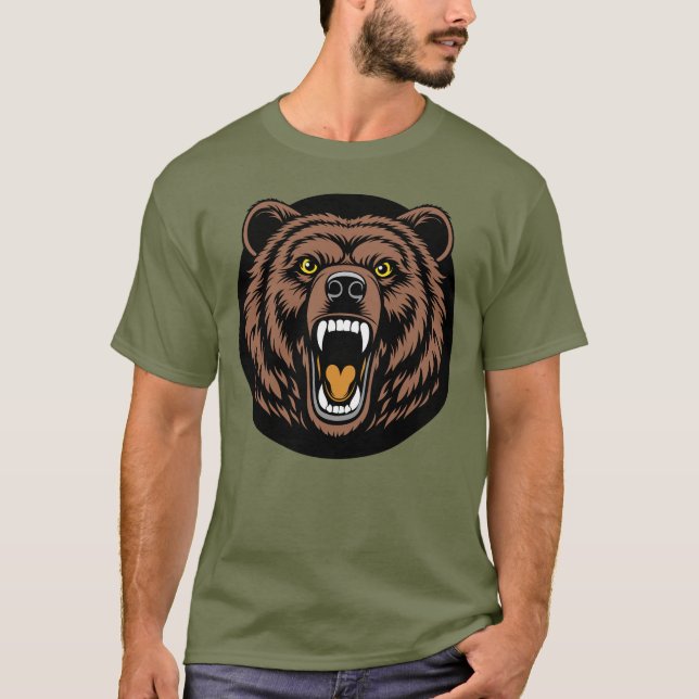 Camiseta Emblema do Urso Rugindo Poderoso (Frente)