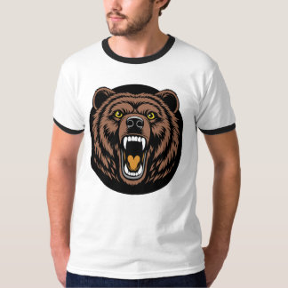 Camiseta Emblema do Urso Rugindo Poderoso
