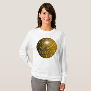 Camiseta Emblema do Zodíaco Aquário Símbolo Celestial Min
