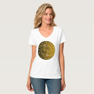 Camiseta Emblema do Zodíaco de Peixes Símbolo Celestial M