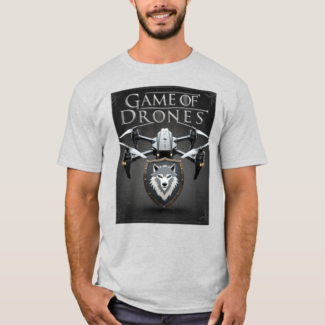 Camiseta Emblema Drone de Stark Direwolf - Jogo de Drones (Frente)