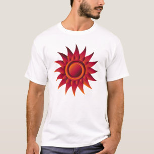 Camiseta Emblema Fiery Sunburst – Vermelho, Laranja e Amare