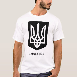 Camiseta Emblema Gráfico Contemporâneo Tryzub da Ucrânia