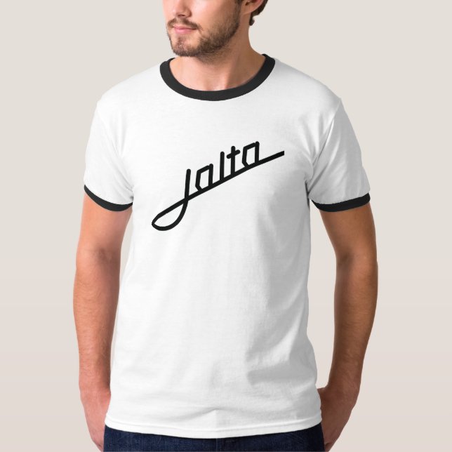 Camiseta Emblema Jalta em branco e preto (Frente)