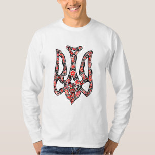 Camiseta Emblema nacional ucraniano tridente tryzub estiliz