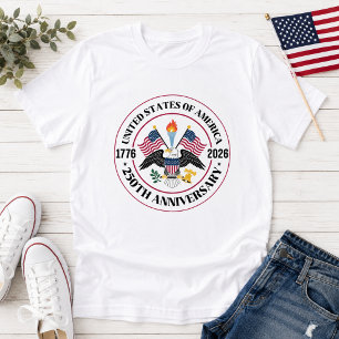 Camiseta Emblema Patriótico da Águia do 250º Aniversário do
