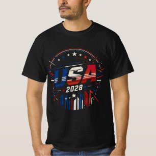 Camiseta Emblema Patriótico EUA 2028 Design Vetorial
