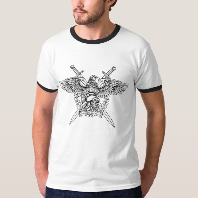 Camiseta Emblema Romano Marcial | Águia, capacete e espadas (Frente)
