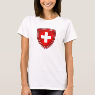 Camiseta Emblema suíço do protetor dobro para De Schweiz