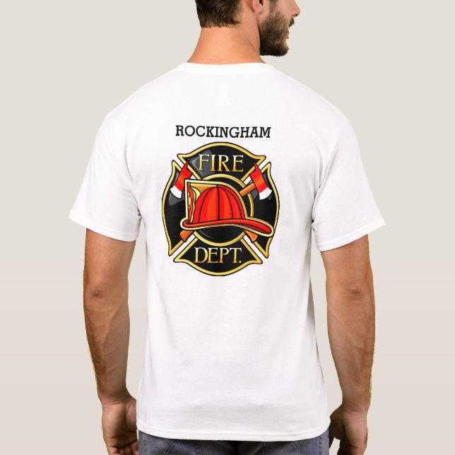 Camiseta Emblema vermelho e preto do bombeiro (Verso)