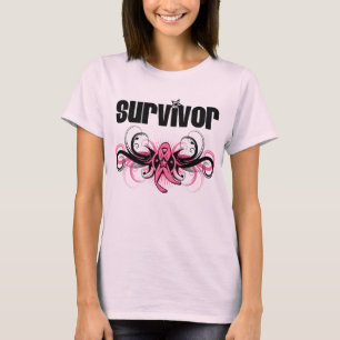 Camiseta Emblema voado Grunge do sobrevivente do cancro da