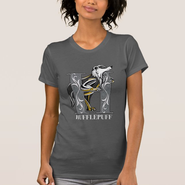 Camiseta Emblema Xadrez HUFFLEPUFF™ (Frente)